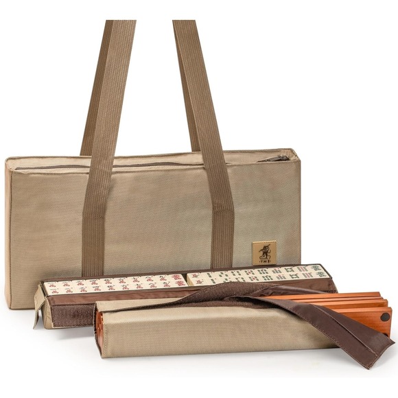 Mahjong Set American Style Mojave Ivory w/ Soft Case Racks Dice Coins Set - Picture 9 of 14